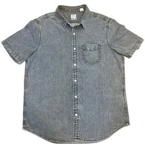 Levi Strauss & Co  Shirt Men's Short Sleeve Collared Button Down Pocket Denim LG